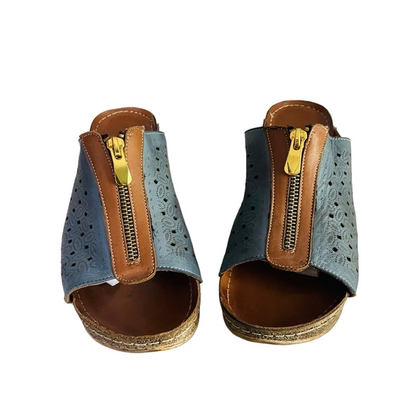 Y2K Leather Platform Clogs | Bonavi Europe La Pinta Wedge Sandals Sz EU40 US10 - Picture 2 of 11